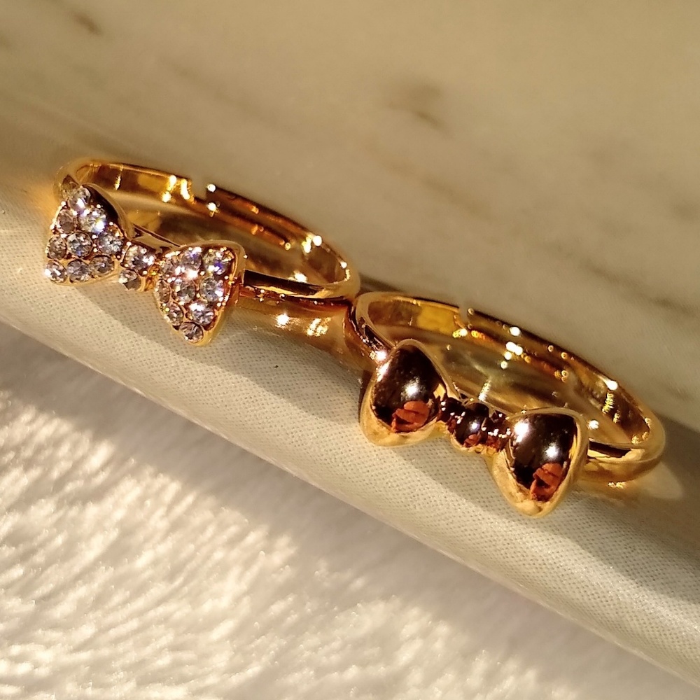 Last Pair! 18K Gold Plated Stackable Bow Rings
